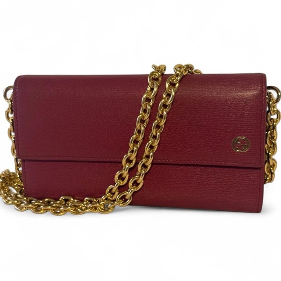 Gucci Burgundy Wallet on Chain Crossbody Bag – Authenticated COA - Picture 1 of 6